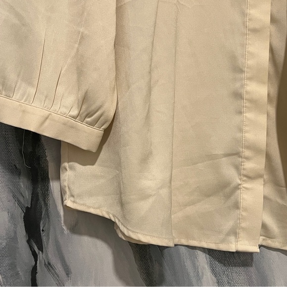 Tie front cream long sleeve blouse XL - Picture 3 of 8